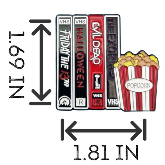 Horror VHS Movie Enamel Pin | Collectible Friday the 13th, Halloween, Evil Dead, - Picture 4 of 4